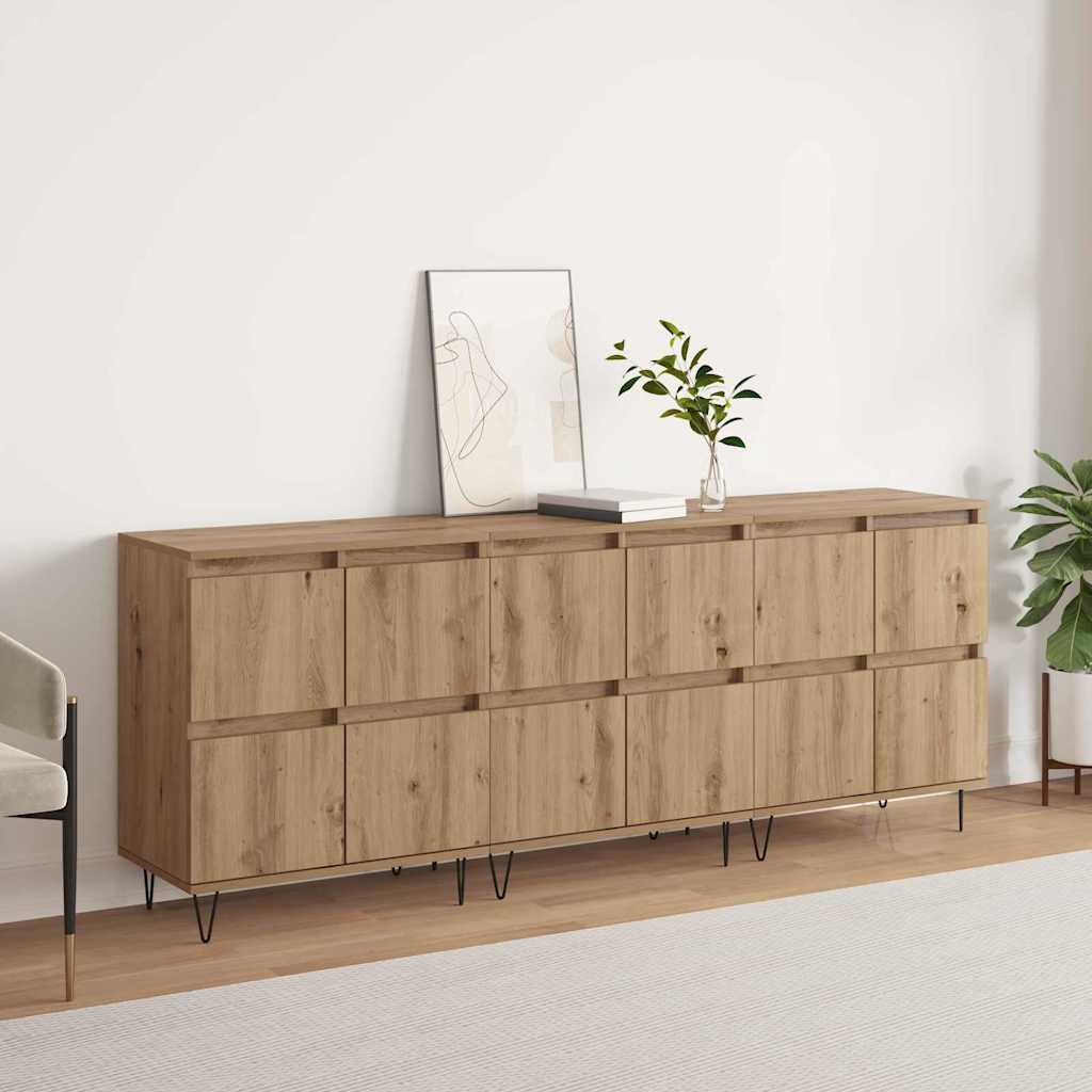 Sideboards 3 pcs Artisan-Eiche 180 x 35 x 70 cm Holzwerkstoff