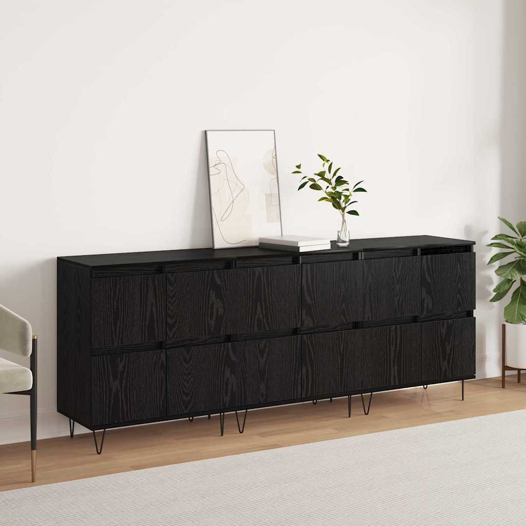 Sideboards 3 pcs Schwarz Eichen-Optik 180 x 35 x 70 cm