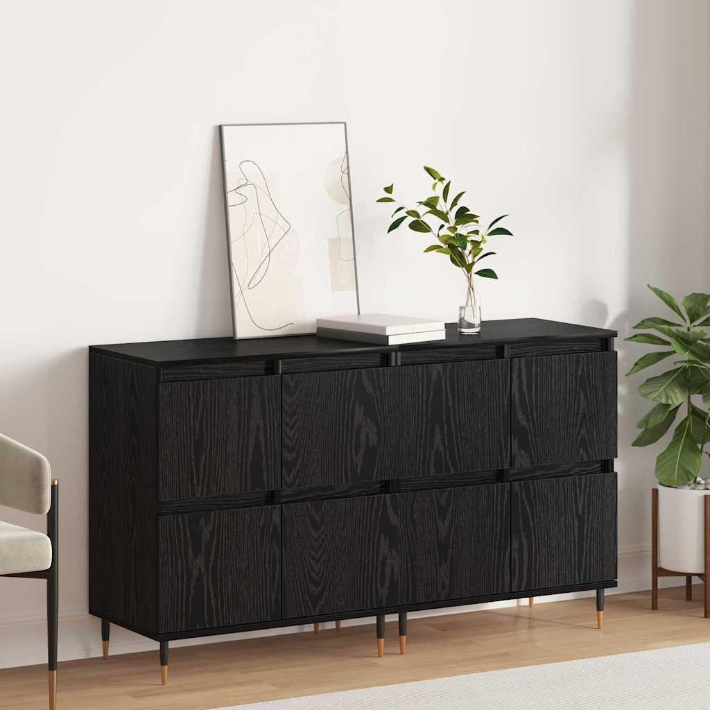 Sideboards 2 pcs Schwarz Eichen-Optik 120 x 35 x 70 cm