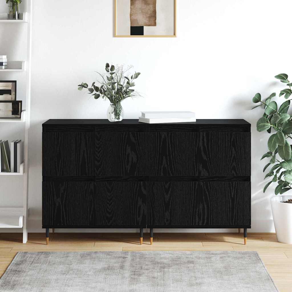 Sideboards 2 pcs Schwarz Eichen-Optik 120 x 35 x 70 cm