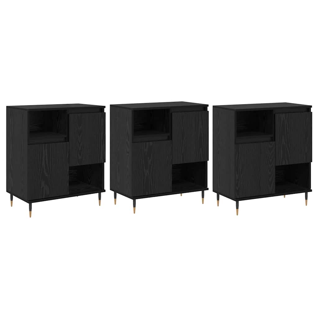 Sideboards 3 pcs Schwarz Eichen-Optik 180 x 35 x 70 cm
