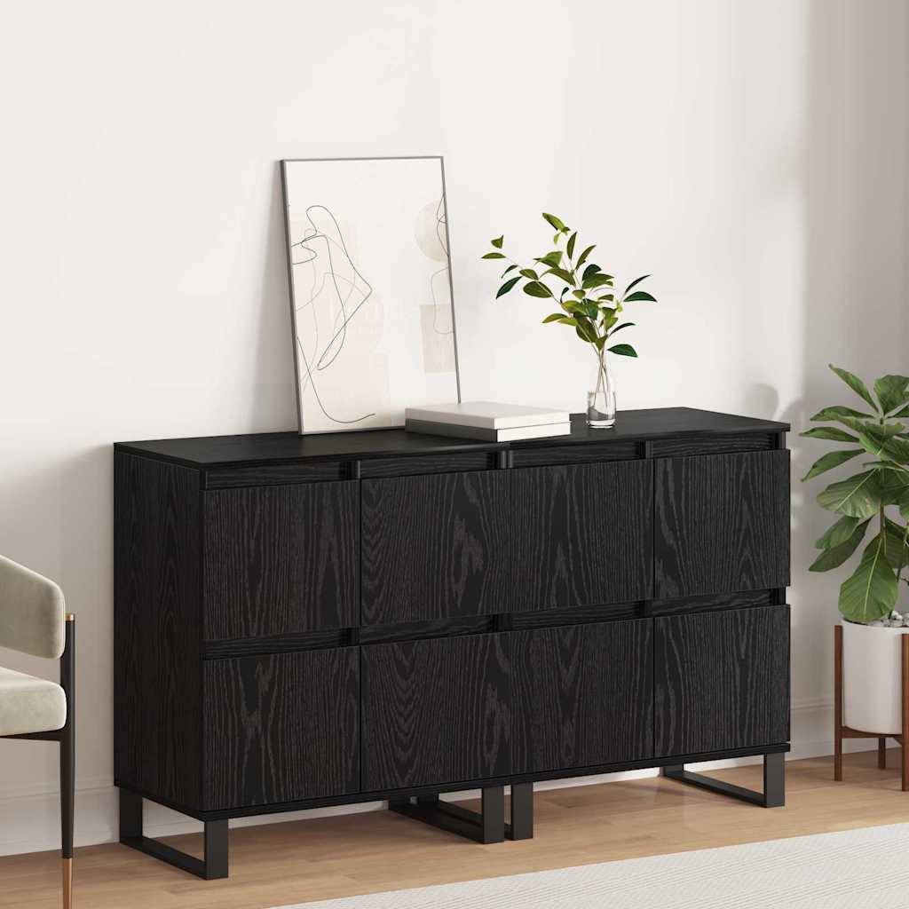 Sideboards 2 pcs Schwarz Eichen-Optik 120 x 35 x 70 cm