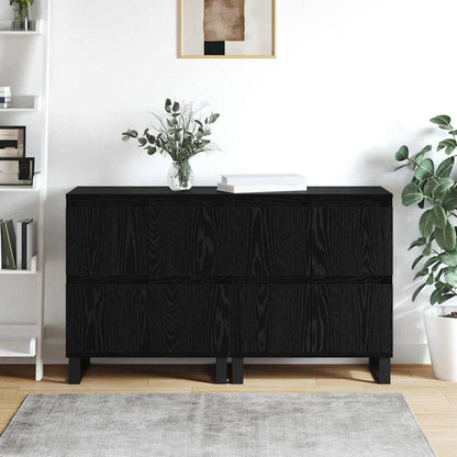 Sideboards 2 pcs Schwarz Eichen-Optik 120 x 35 x 70 cm