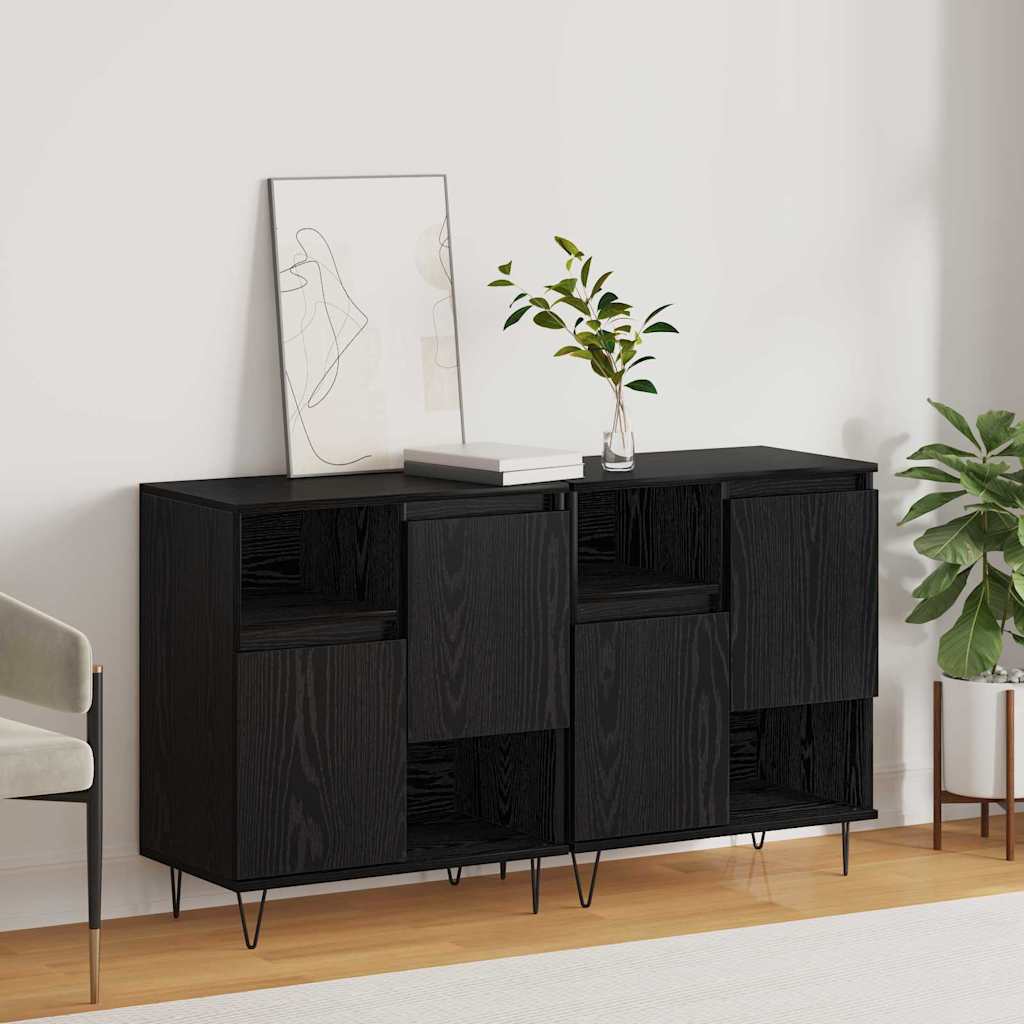 Sideboards 2 pcs Schwarz Eichen-Optik 120 x 35 x 70 cm