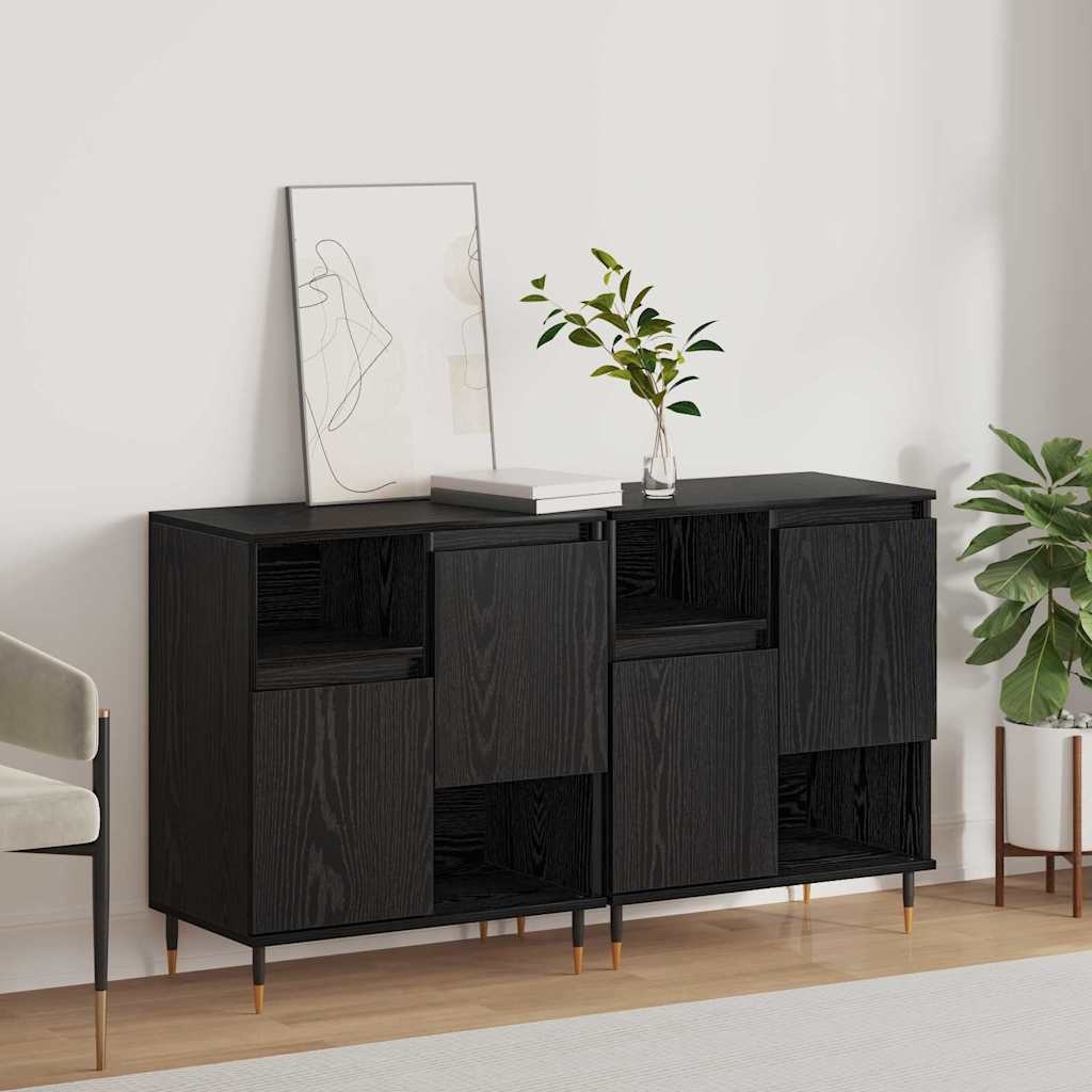 Sideboards 2 pcs Schwarz Eichen-Optik 120 x 35 x 70 cm