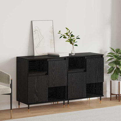 Sideboards 2 pcs Schwarz Eichen-Optik 120 x 35 x 70 cm