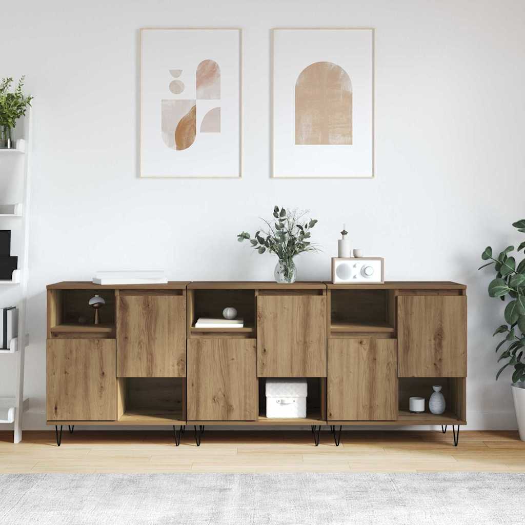 Sideboards 3 pcs Artisan-Eiche 180 x 35 x 70 cm Holzwerkstoff