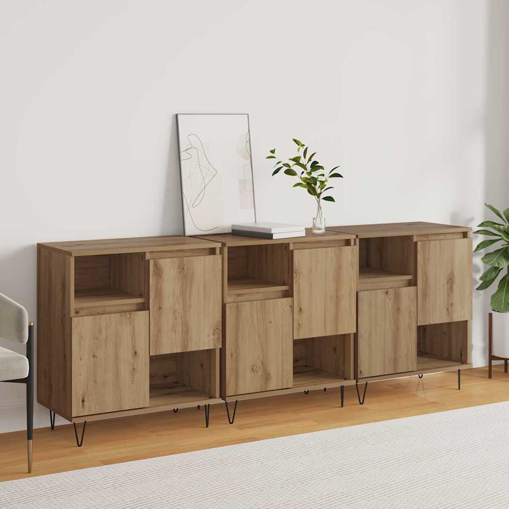 Sideboards 3 pcs Artisan-Eiche 180 x 35 x 70 cm Holzwerkstoff