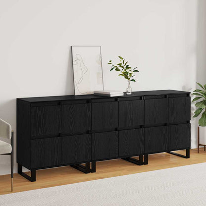 Sideboards 3 pcs Schwarz Eichen-Optik 180 x 35 x 70 cm