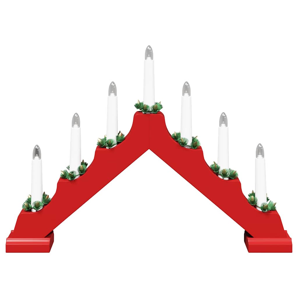 Weihnachtskerzenbrücke mit 7 LEDs 3 pcs Rot 39,5 x 5 x 29 cm