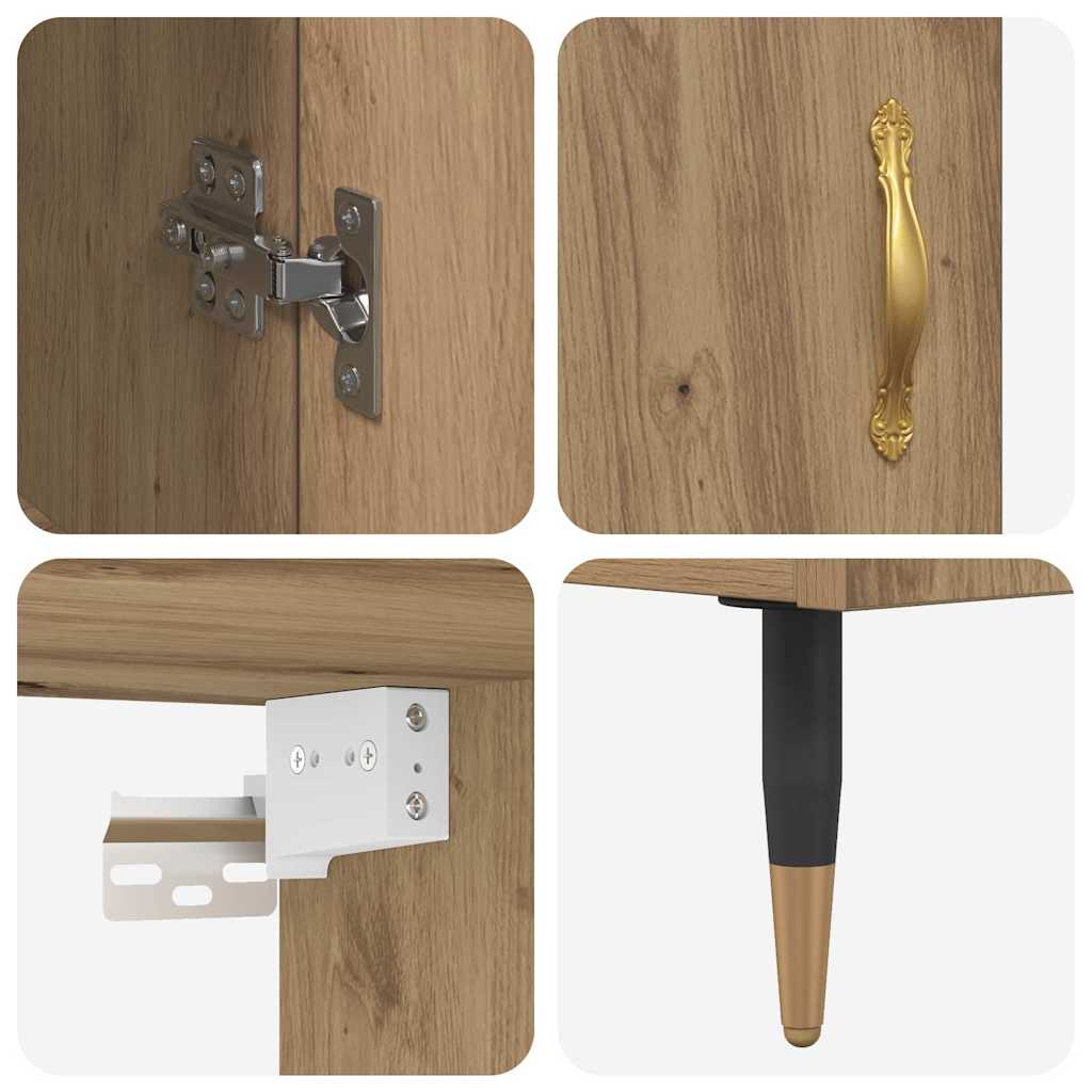 Hochboard 69,5 X 34 X 180 Cm Holzwerkstoff Artisan-Eiche 2 Holztüren