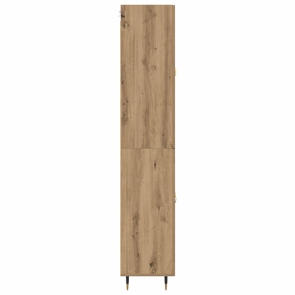 Hochboard 69,5 X 34 X 180 Cm Holzwerkstoff Artisan-Eiche 2 Holztüren