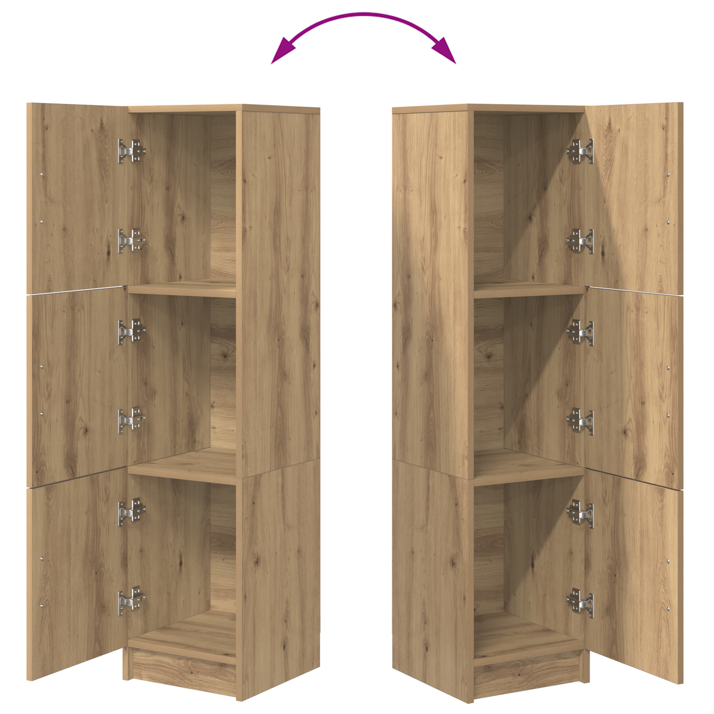 Highboard Eiche handwerklich 31,5 x 32 x 124 cm Holzwerkstoff