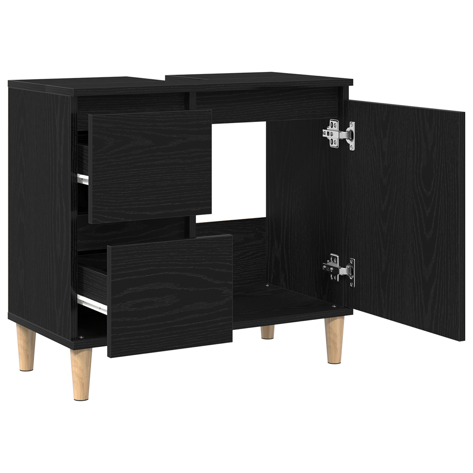 Badezimmer Schrank Schwarze Eiche 65 x 33 x 60 cm Holzwerkstoff