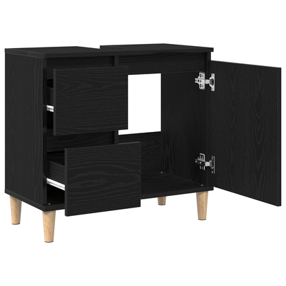 Badezimmer Schrank Schwarze Eiche 65 x 33 x 60 cm Holzwerkstoff