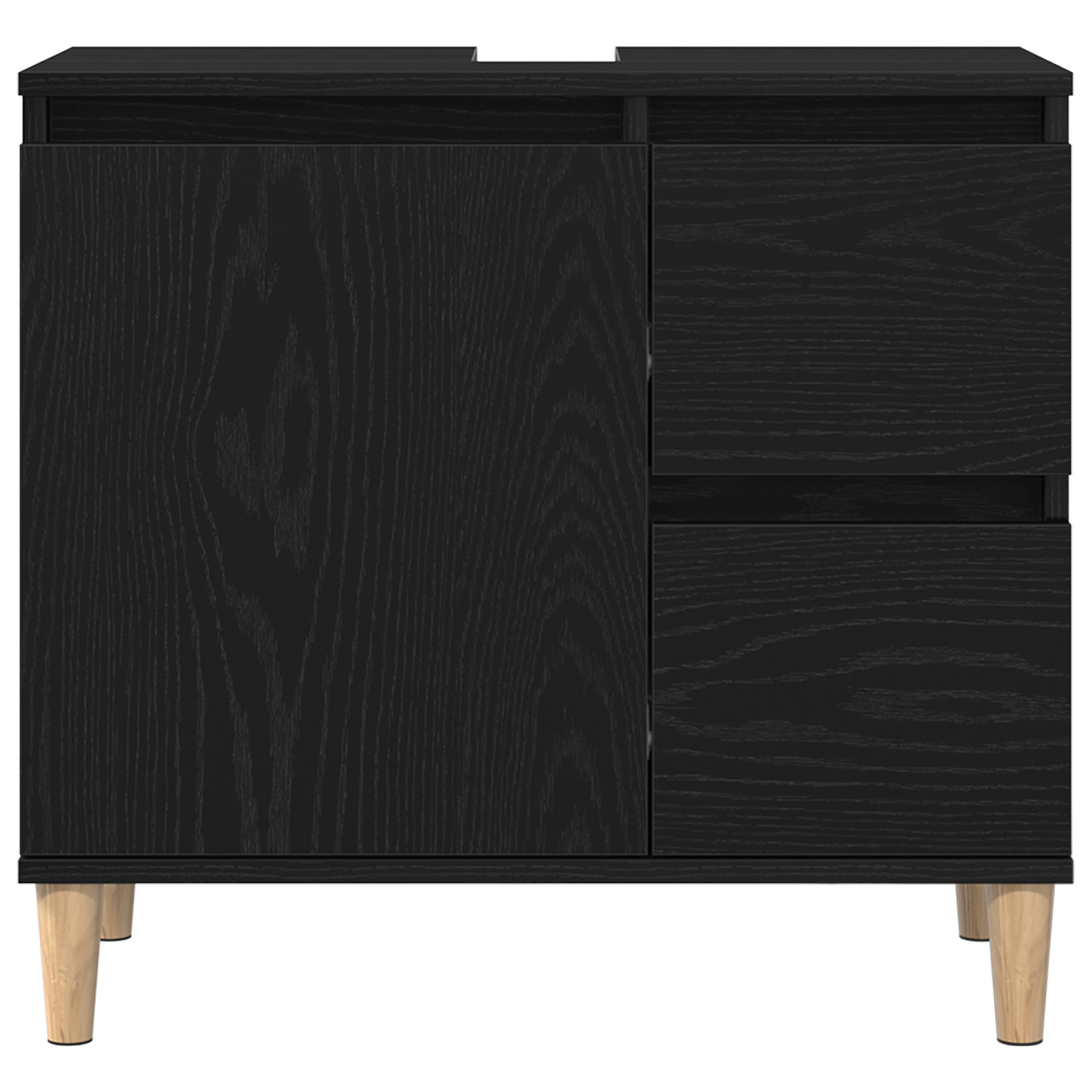 Badezimmer Schrank Schwarze Eiche 65 x 33 x 60 cm Holzwerkstoff