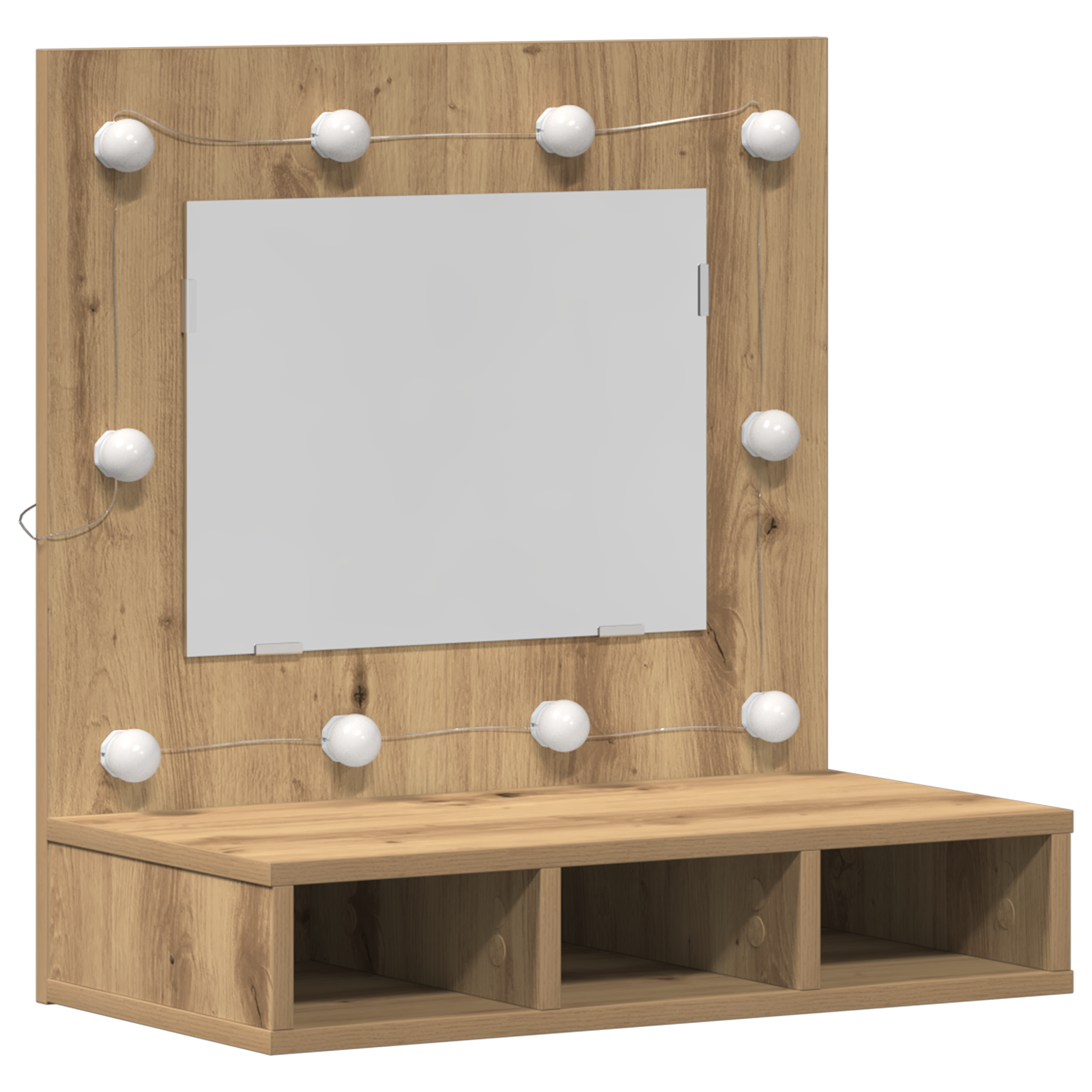 Spiegelschrank mit Regal Eiche handwerklich 62 x 31,5 x 62 cm