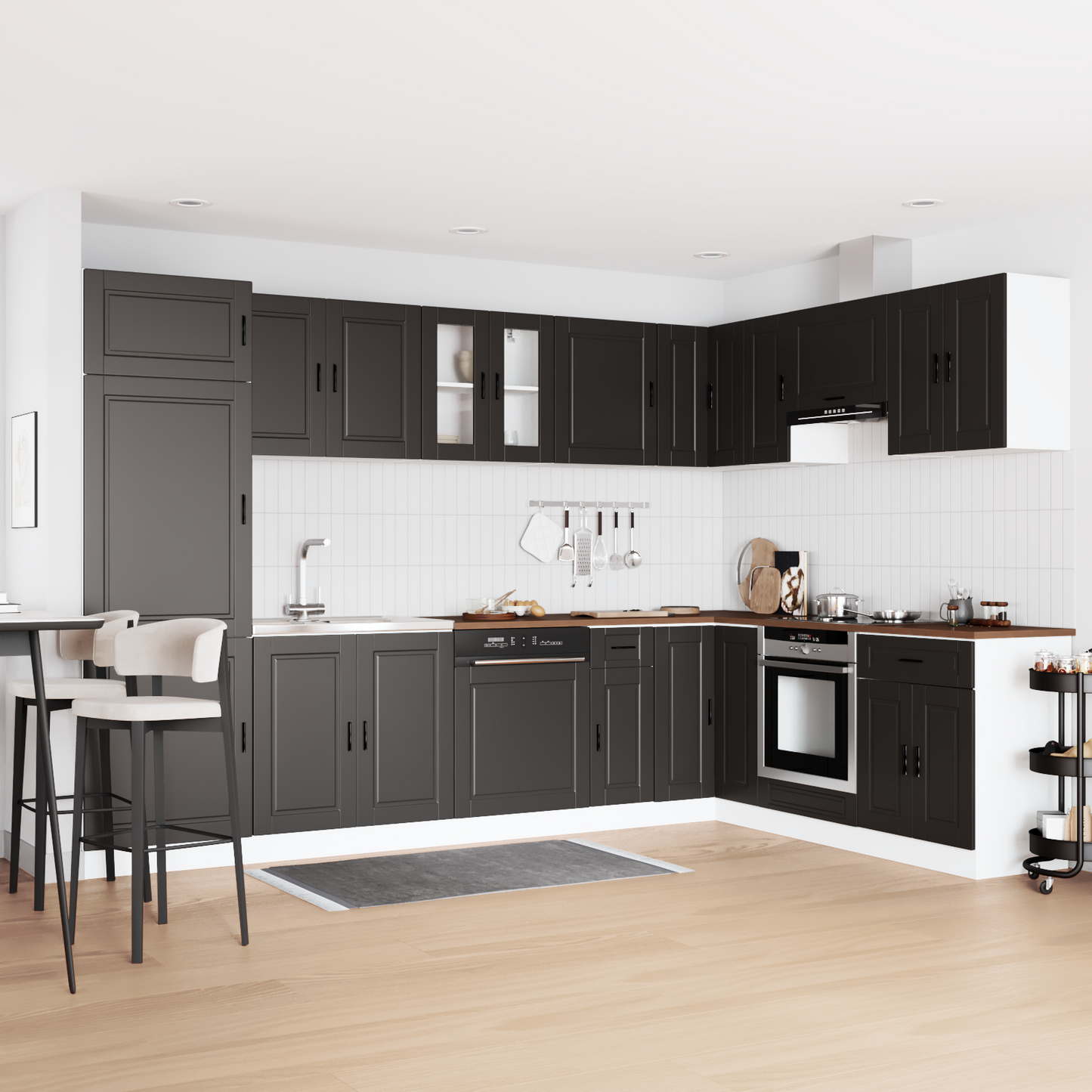 Waschbecken-Unterschrank Porto 2 pcs Schwarz 80 x 46 x 84.5 cm