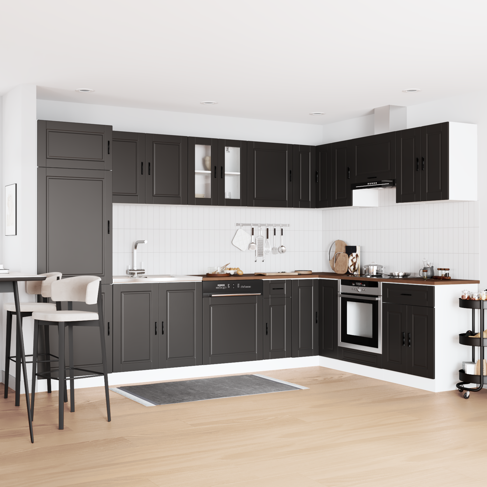 Waschbecken-Unterschrank Porto 2 pcs Schwarz 80 x 46 x 84.5 cm