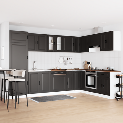 Waschbecken-Unterschrank Porto 2 pcs Schwarz 80 x 46 x 84.5 cm