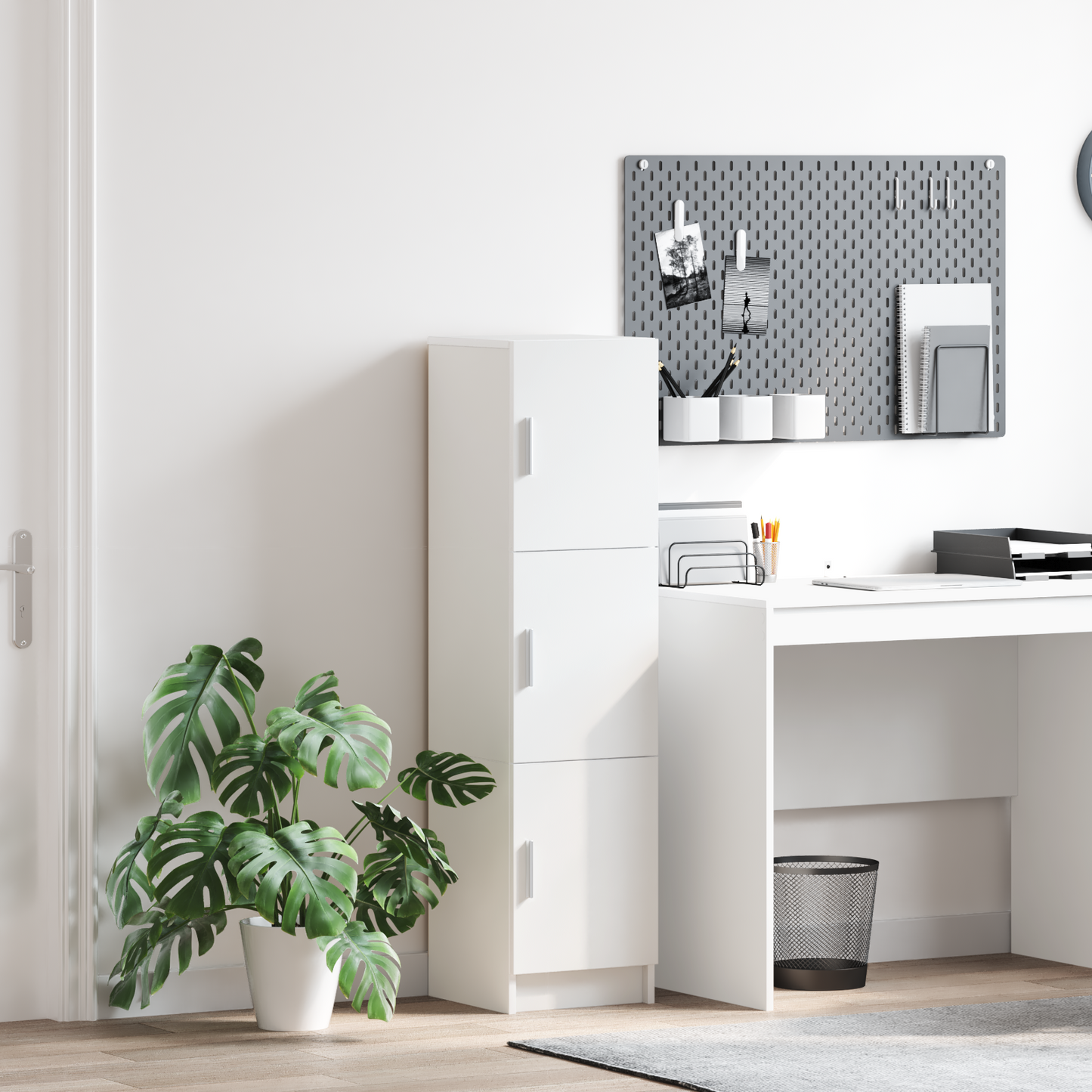 Highboard Weiß 31,5 x 32 x 124 cm Holzwerkstoff