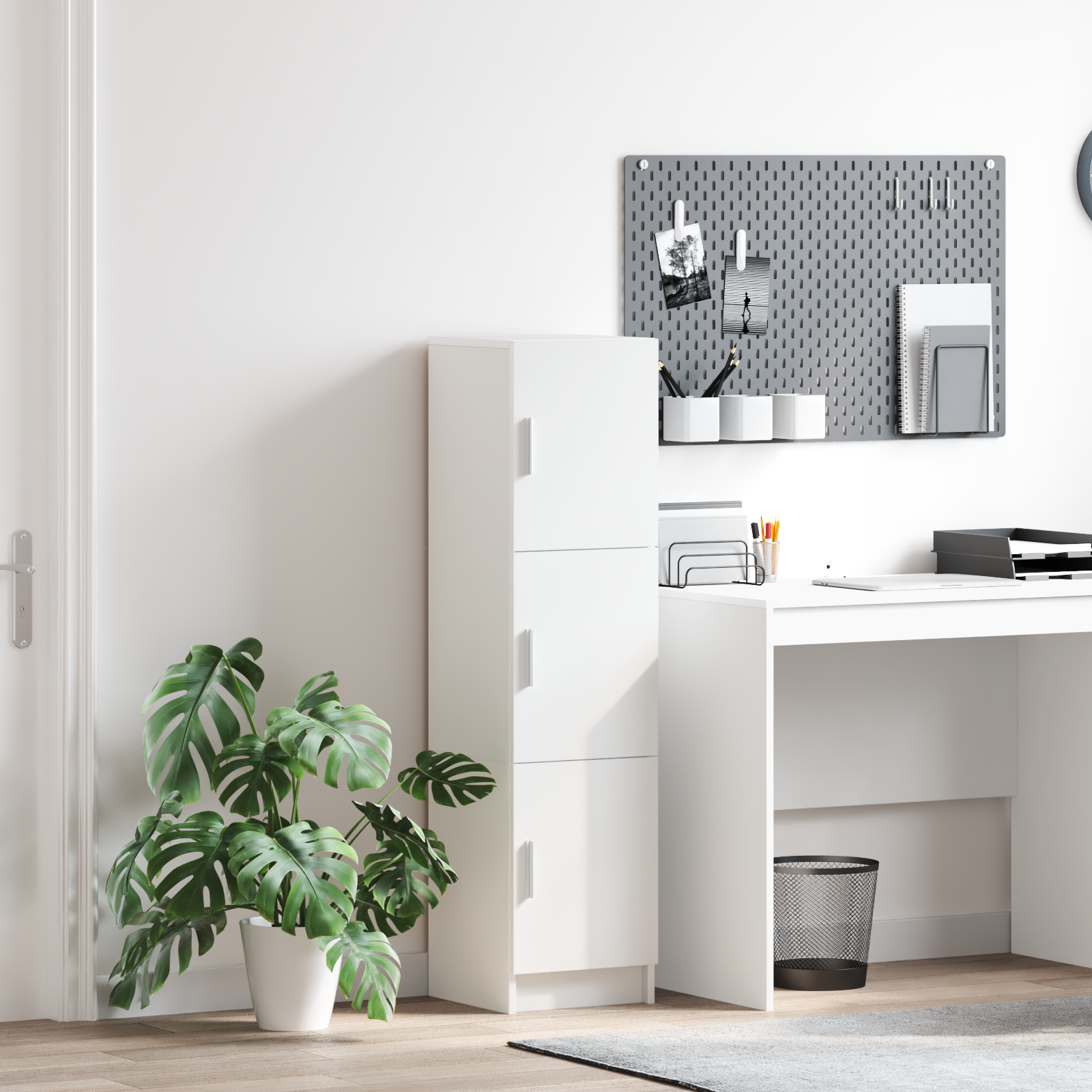 Highboard Weiß 31,5 x 32 x 124 cm Holzwerkstoff