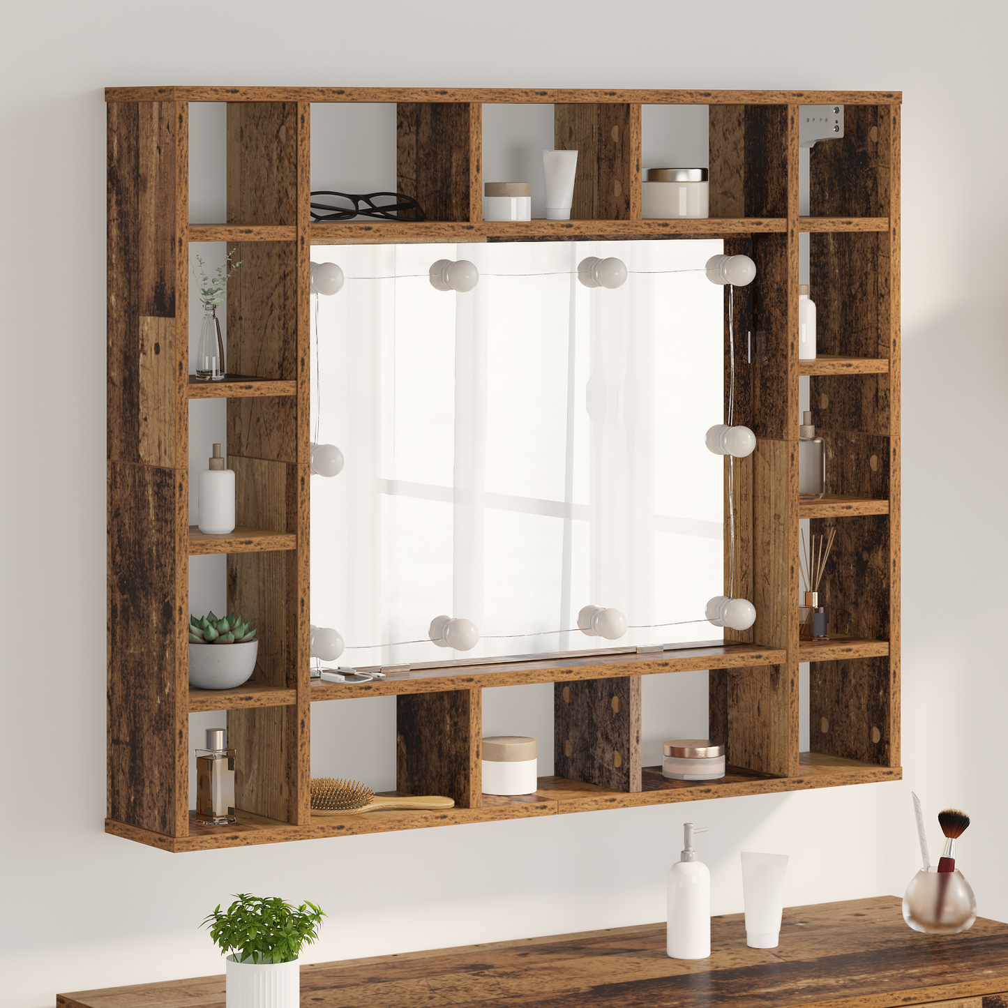 Spiegelschrank Altholz 91 x 15 x 76.5 cm Holzwerkstoff
