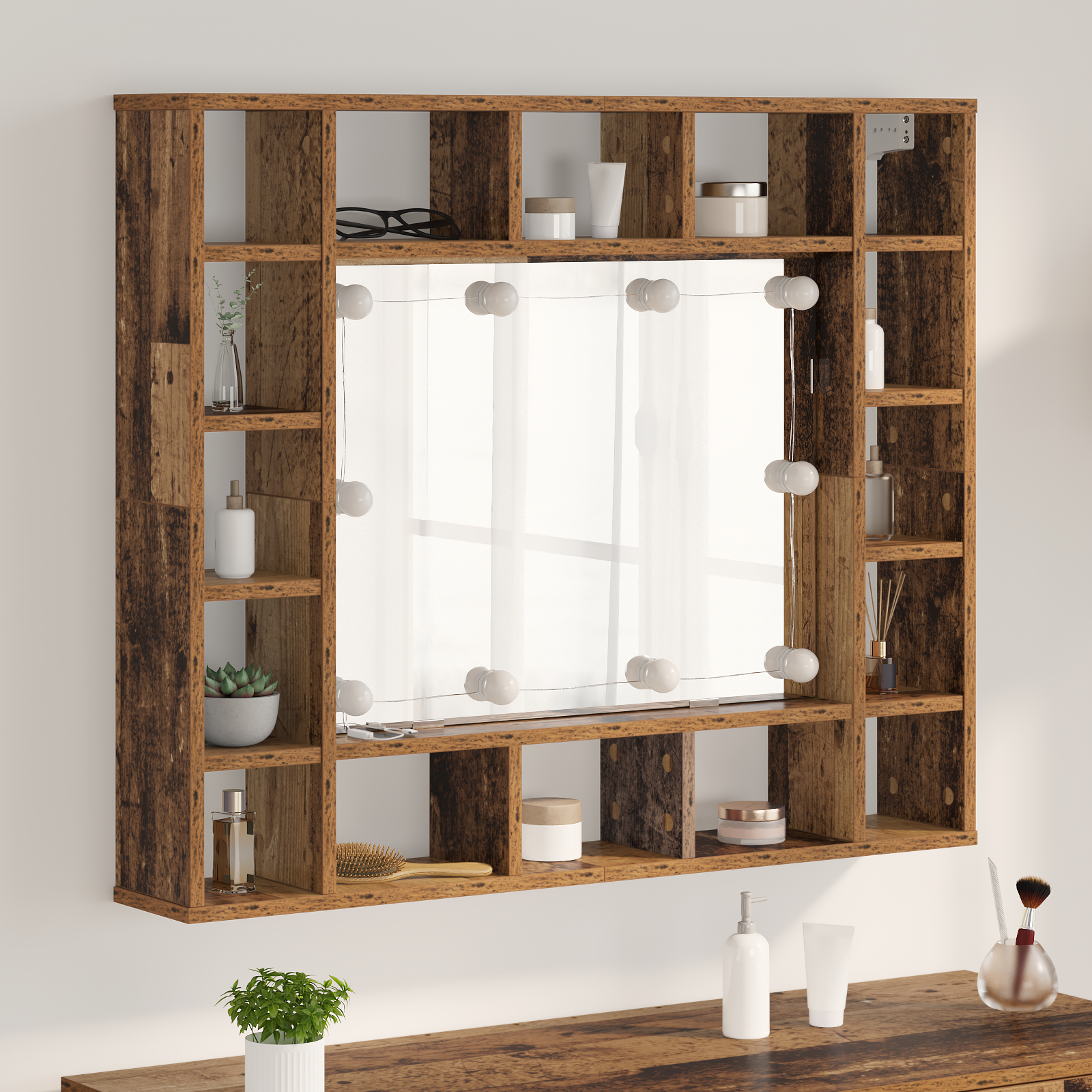 Spiegelschrank Altholz 91 x 15 x 76.5 cm Holzwerkstoff