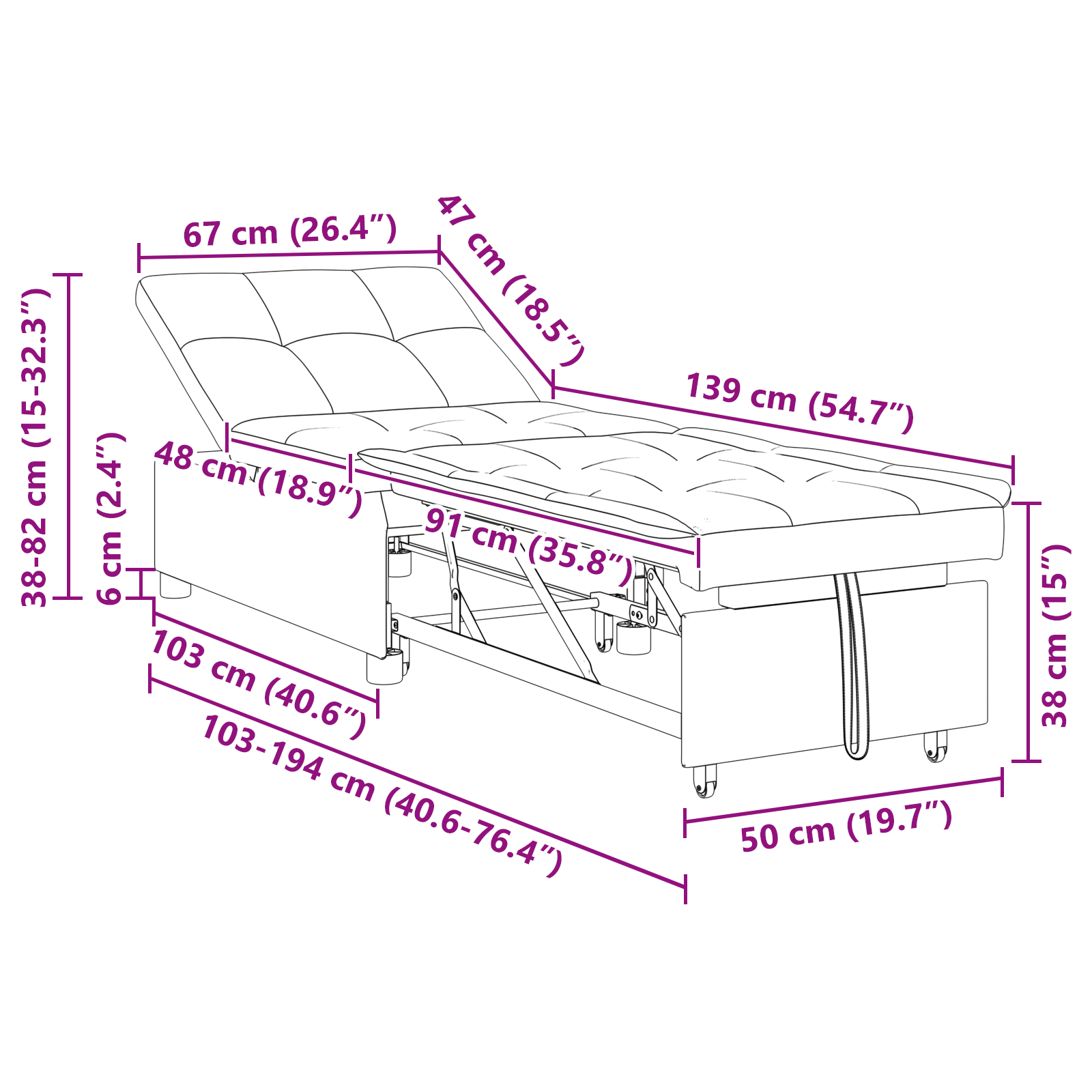 Schlafsofa mit Kissen Schwarz 67 x 194 x 82 cm Sperrholz