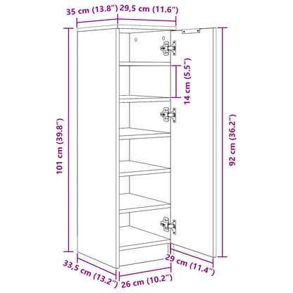 Schuhschrank Schwarze Eiche 29.5 x 35 x 101 cm Holzwerkstoff