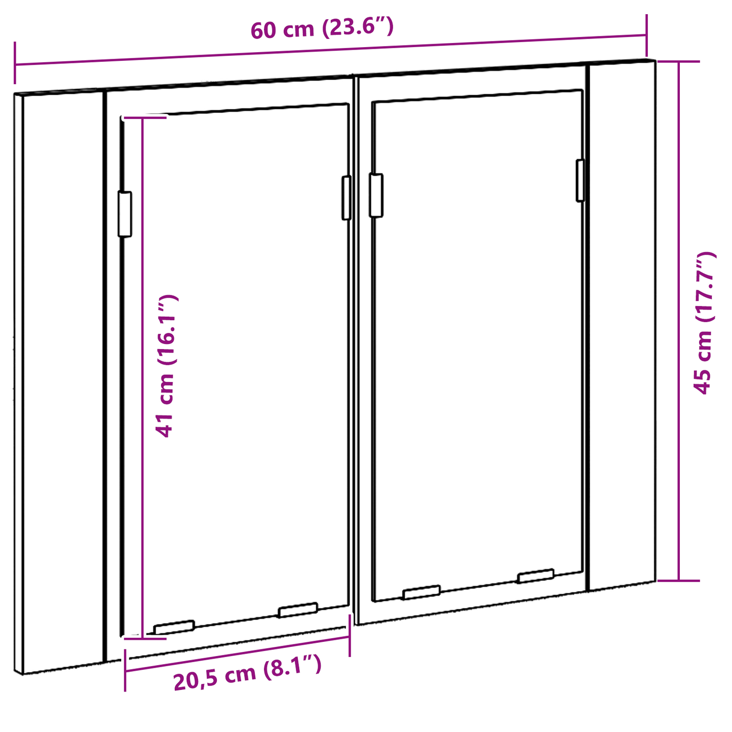 Badezimmerspiegelschrank Schwarz Eichen-Optik 60 x 12 x 45 cm
