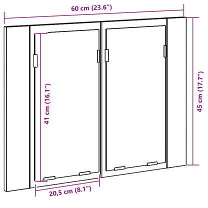 Badezimmerspiegelschrank Schwarz Eichen-Optik 60 x 12 x 45 cm