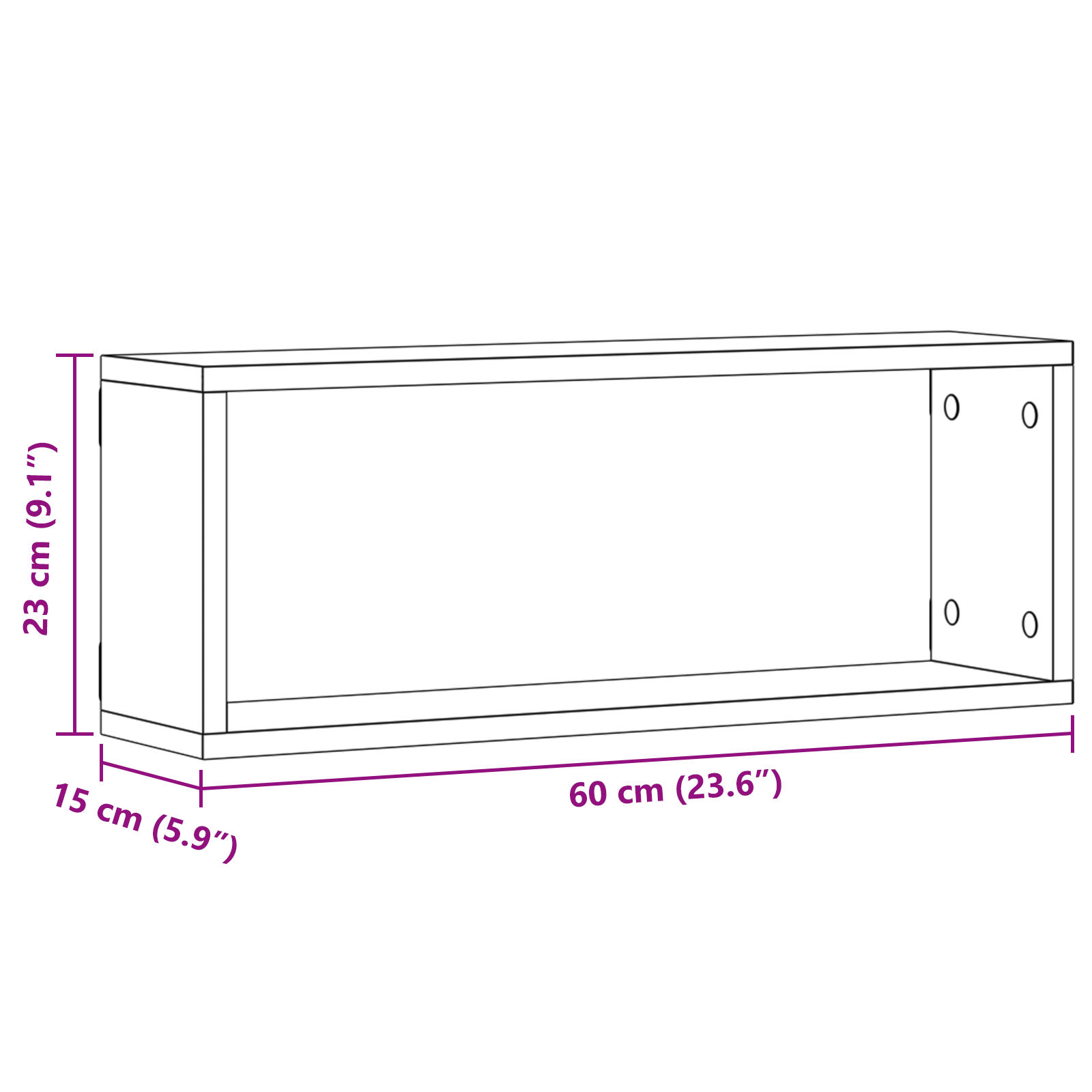 Wandregale 4 pcs Schwarze Eiche 60 x 15 x 23 cm Holzwerkstoff