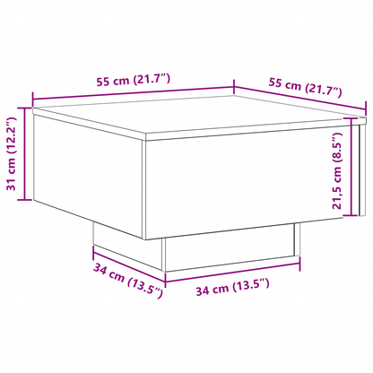 Couchtisch Eiche handwerklich 55 x 55 x 31 cm Holzwerkstoff