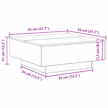 Couchtisch Altes Holz Blau 80 x 80 x 31 cm Holzwerkstoff