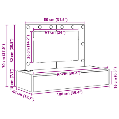 Schminktisch mit Spiegel Schwarz 100 x 40 x 70 cm Holzwerkstoff