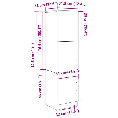 Highboard Grau Sonoma 31,5 x 32 x 124 cm Holzwerkstoff