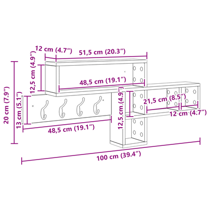 Wandmontierter Kleiderständer Räuchereiche 100 x 12 x 43,5 cm