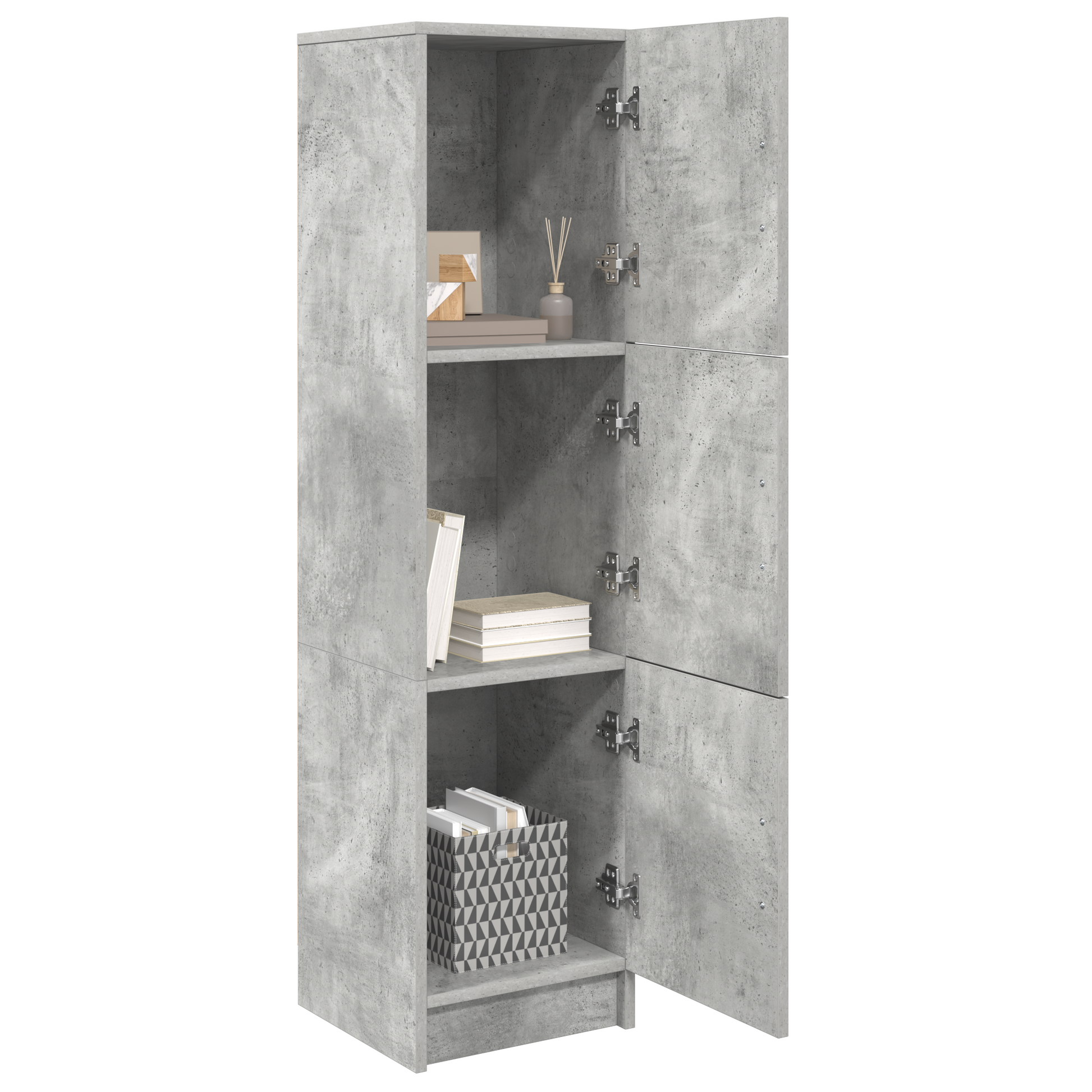 Highboard Betongrau 31,5 x 32 x 124 cm Holzwerkstoff