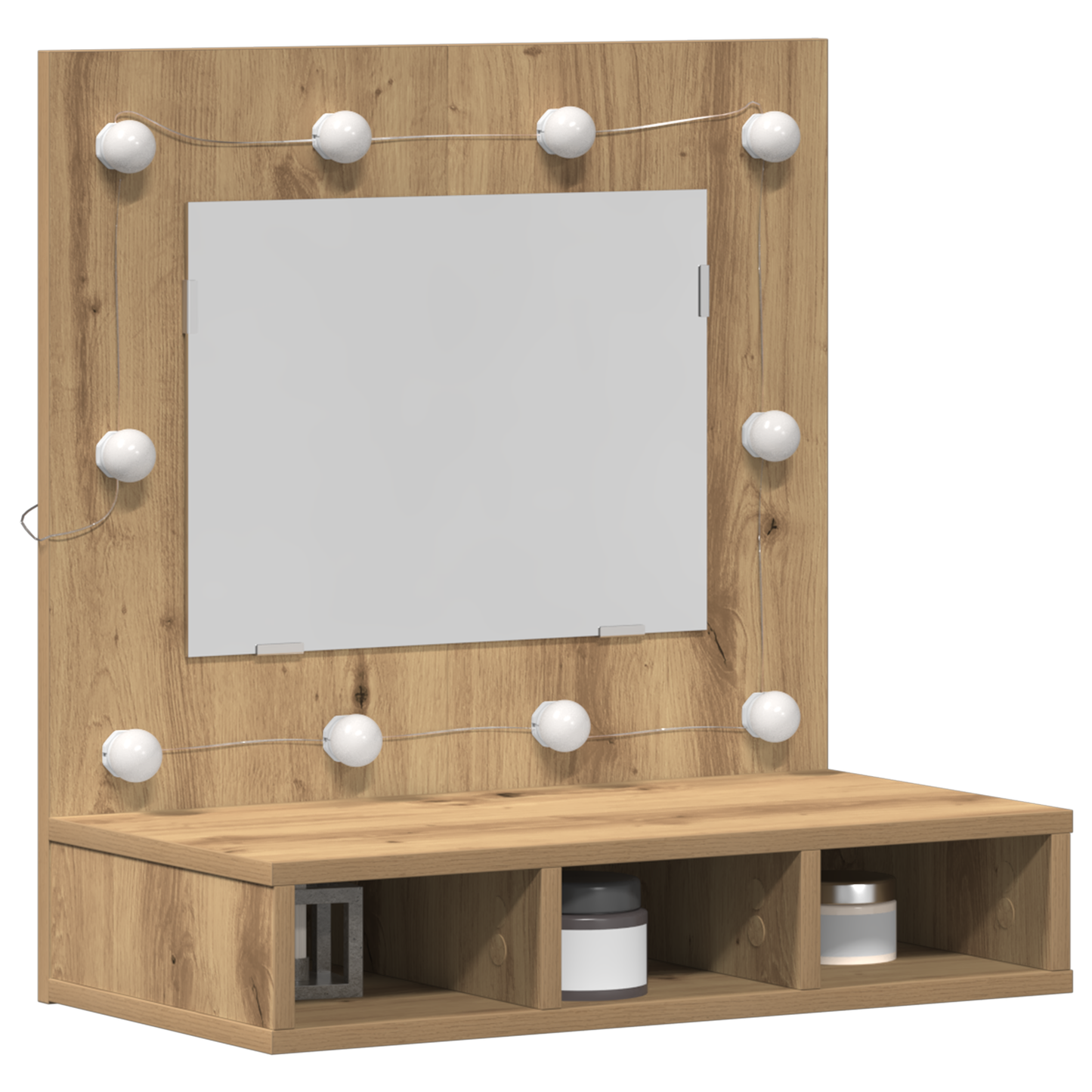 Spiegelschrank mit Regal Eiche handwerklich 62 x 31,5 x 62 cm