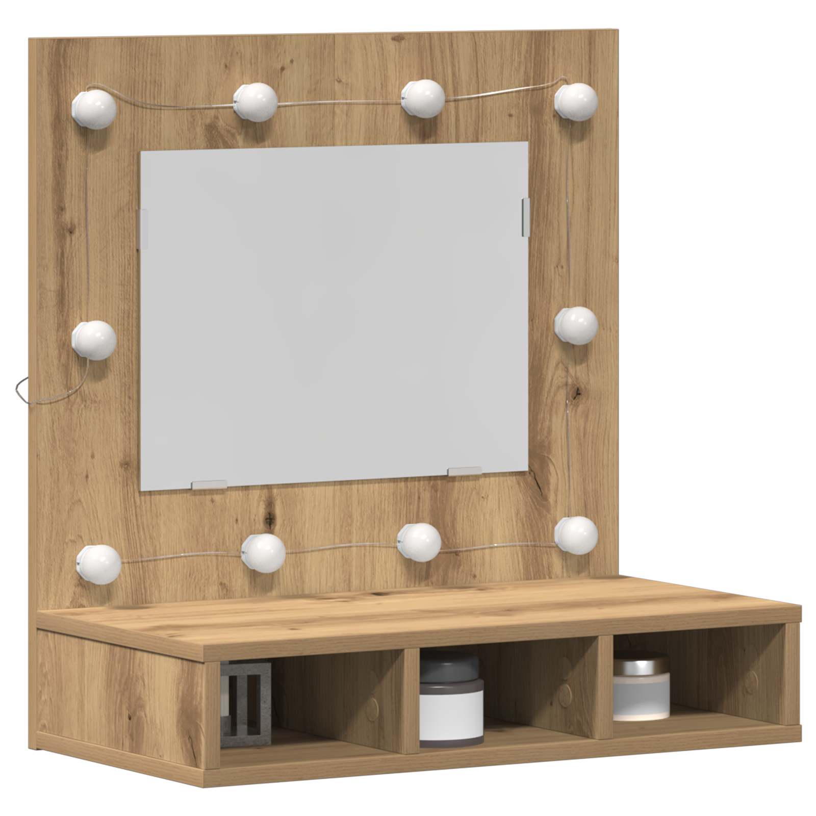 Spiegelschrank mit Regal Eiche handwerklich 62 x 31,5 x 62 cm